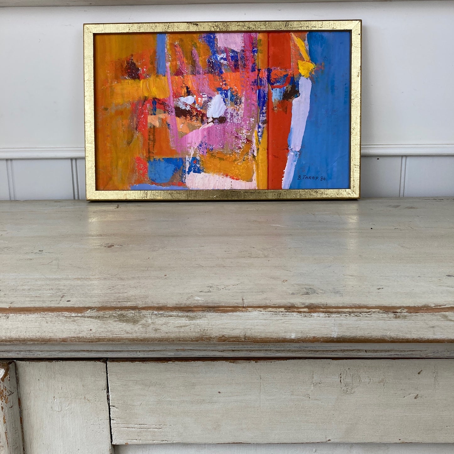 Colour Abstract - A Small Vintage Swedish Abstact Painting in a Vibrant Colour Palette