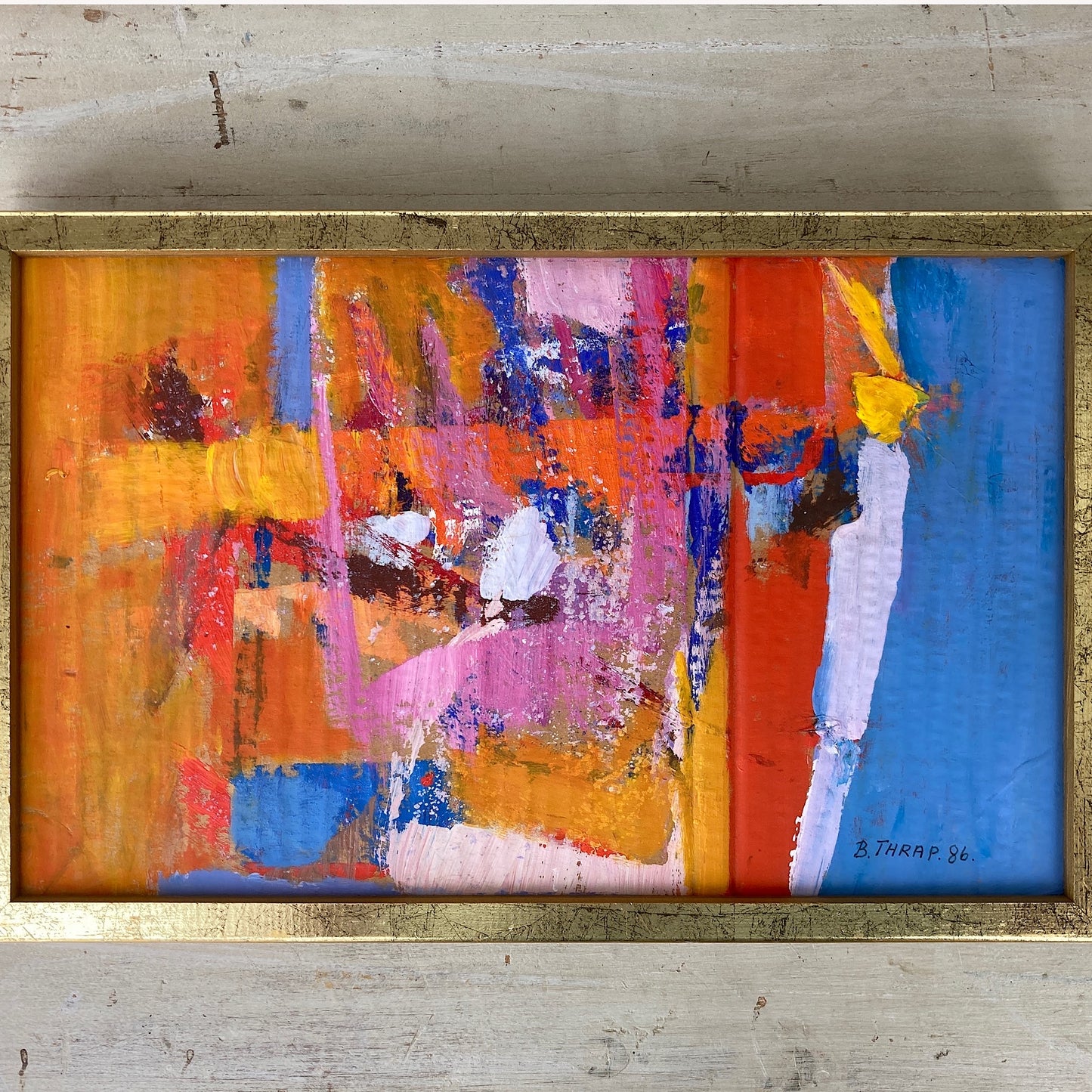 Colour Abstract - A Small Vintage Swedish Abstact Painting in a Vibrant Colour Palette