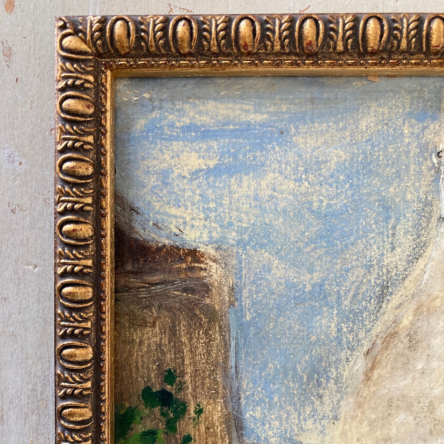 Small Vintage Paris Painting - Original Oil on Board Original Painting of a Paris Street in Monmartre with the Sacre Coeur
