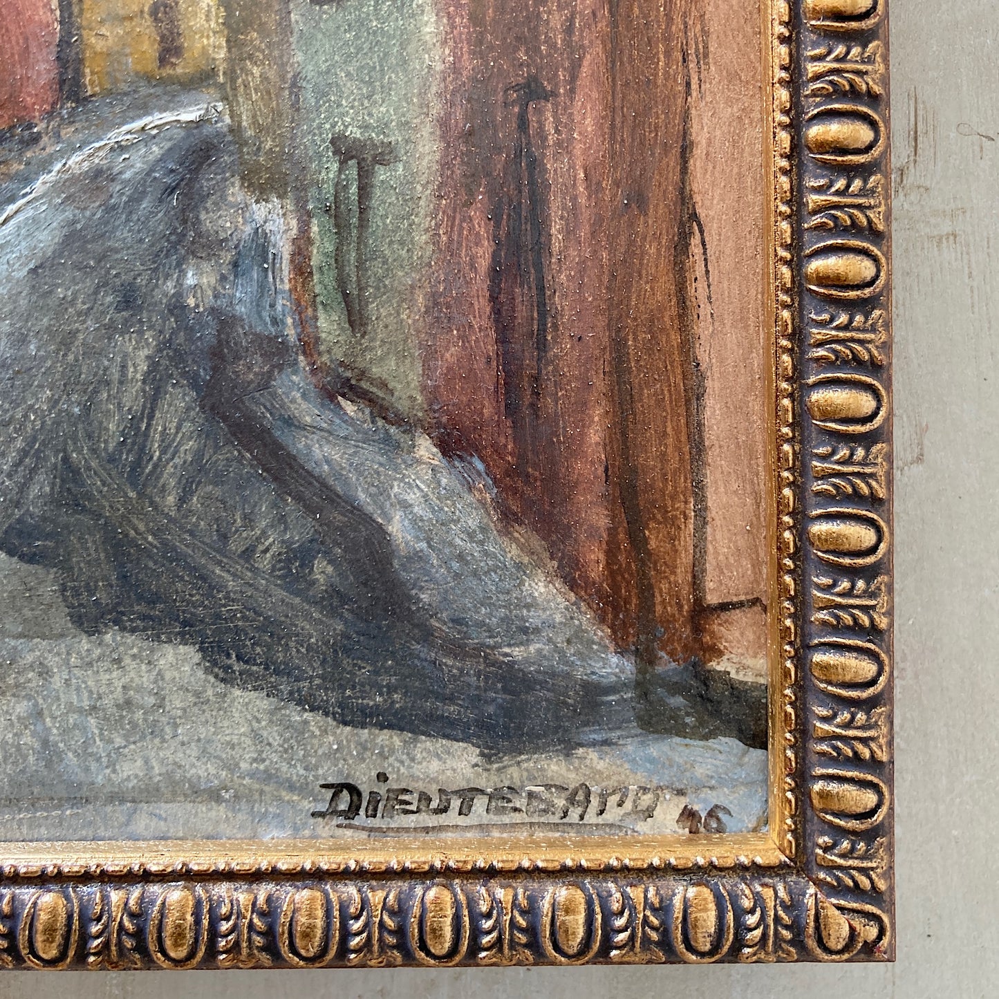 Small Vintage Paris Painting - Original Oil on Board Original Painting of a Paris Street in Monmartre with the Sacre Coeur