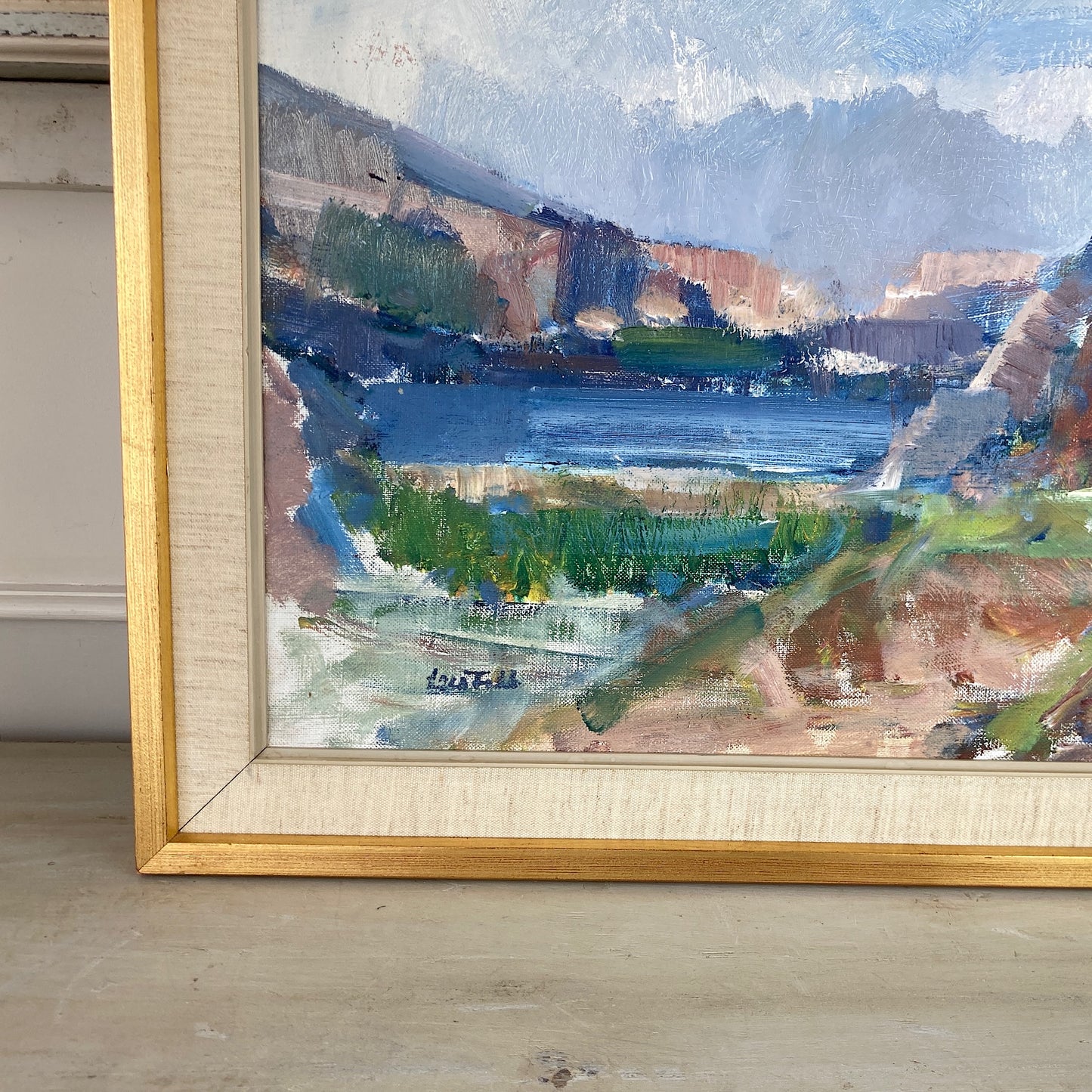 RESERVED Coastal Cove - A Mid Century Modern Oil on Canvas of a Coastal View