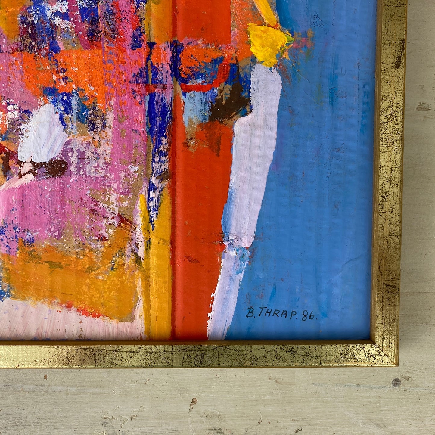 Colour Abstract - A Small Vintage Swedish Abstact Painting in a Vibrant Colour Palette