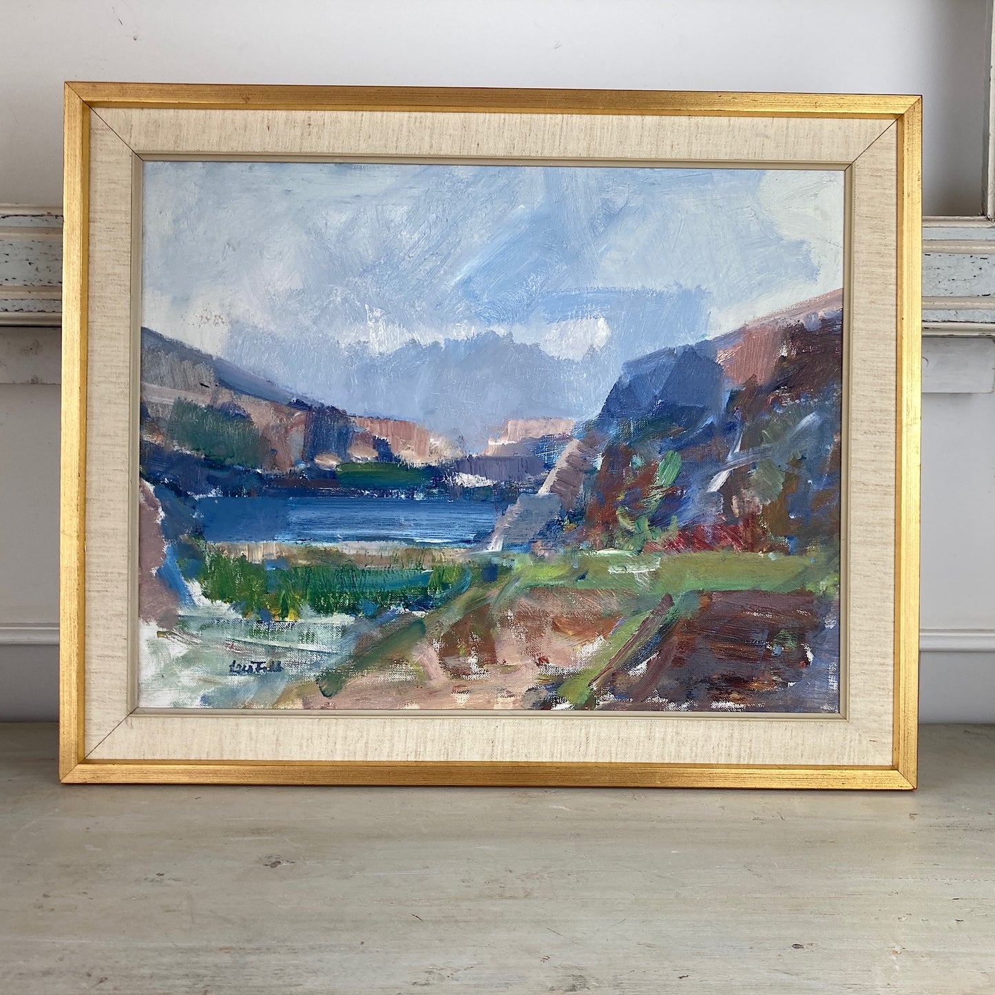 RESERVED Coastal Cove - A Mid Century Modern Oil on Canvas of a Coastal View