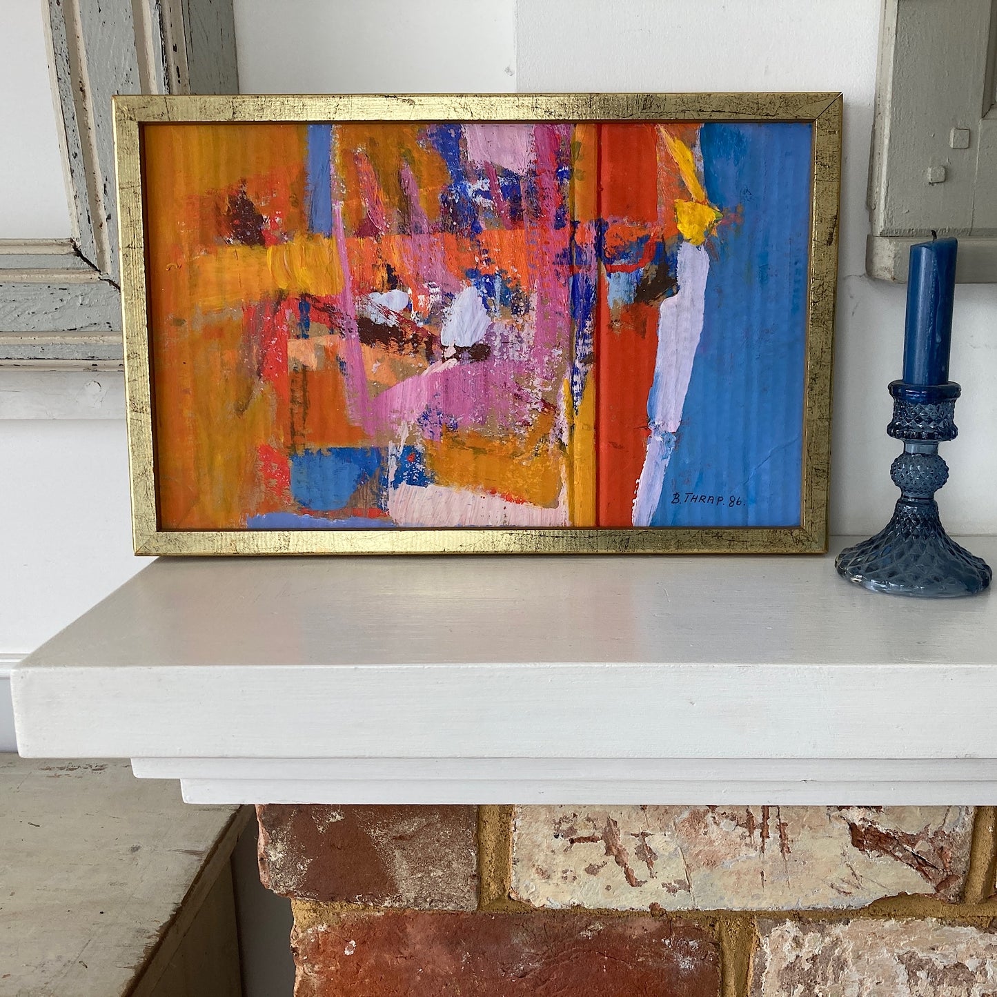 Colour Abstract - A Small Vintage Swedish Abstact Painting in a Vibrant Colour Palette
