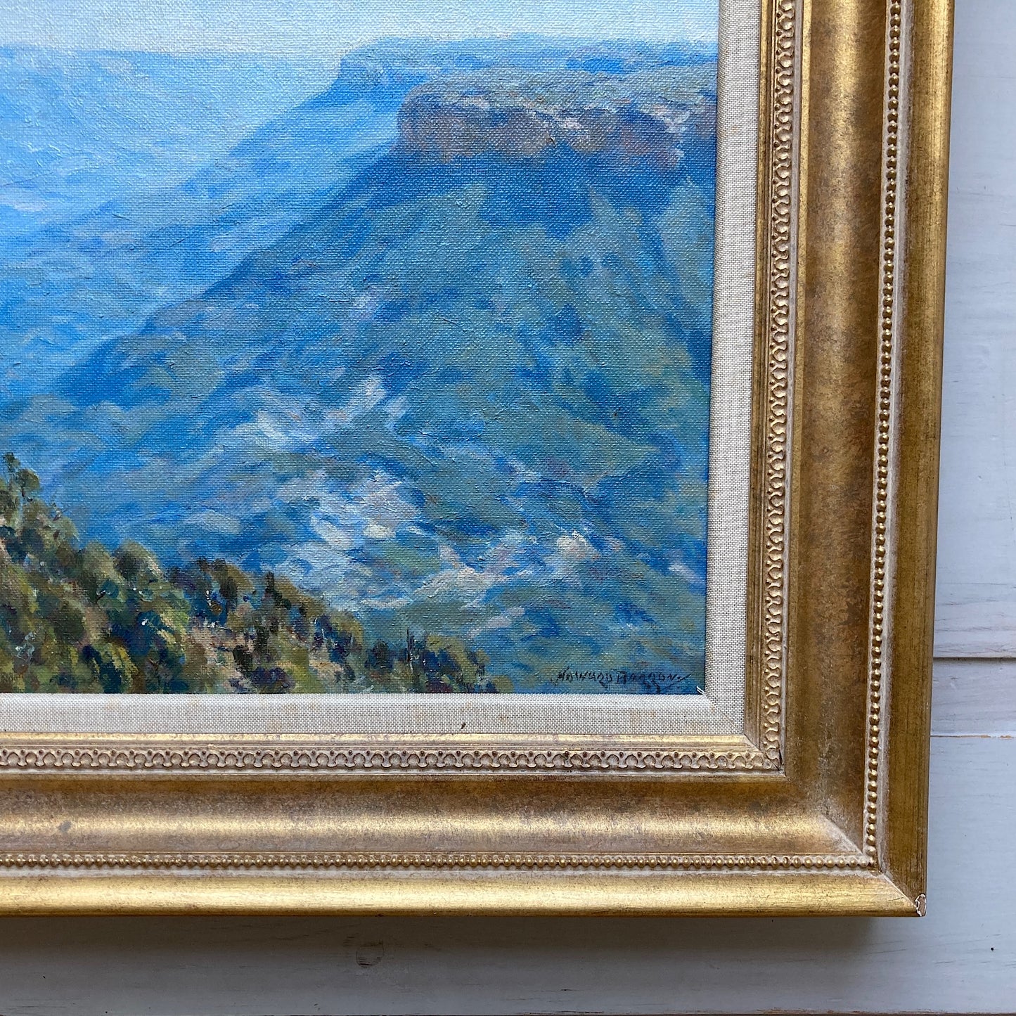 The Blue Mountains Australia - Oil on Canvas Painting by Howard Barron (1900-1991)