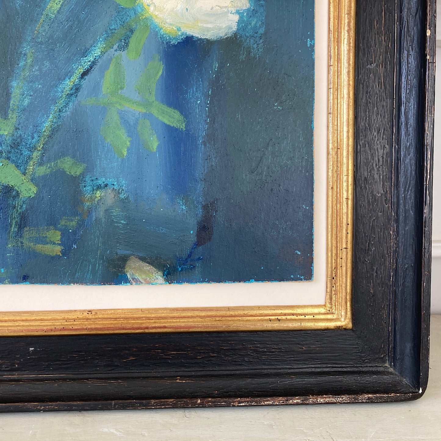 Roses - A Mid Century Oil on Board Study of Roses in the Impressionist Style - Scandinavian Vintage Framed Painting
