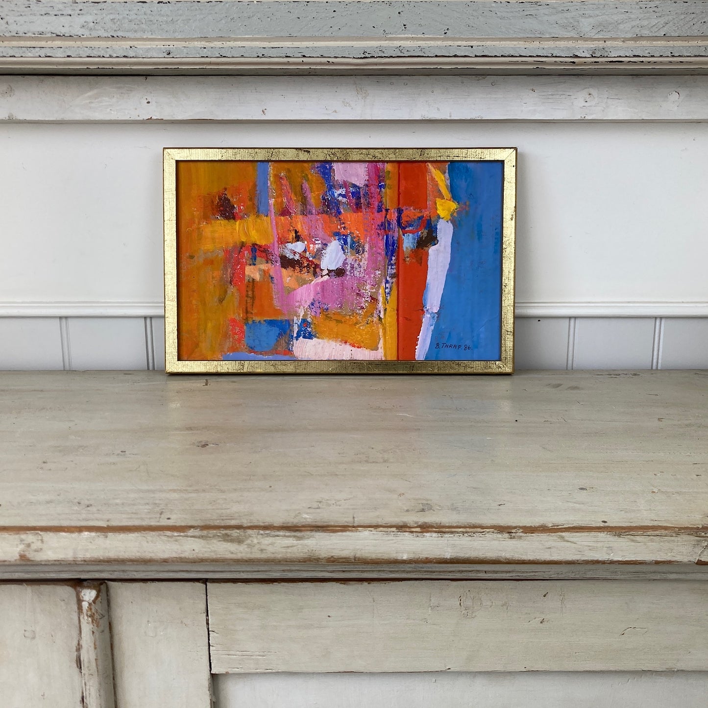 Colour Abstract - A Small Vintage Swedish Abstact Painting in a Vibrant Colour Palette