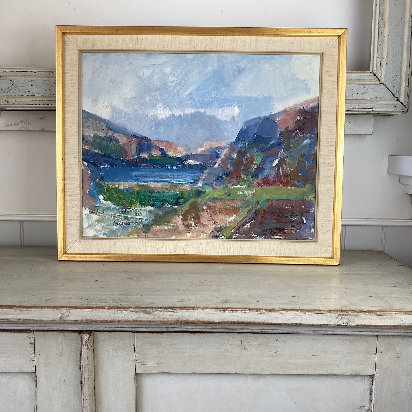 RESERVED Coastal Cove - A Mid Century Modern Oil on Canvas of a Coastal View