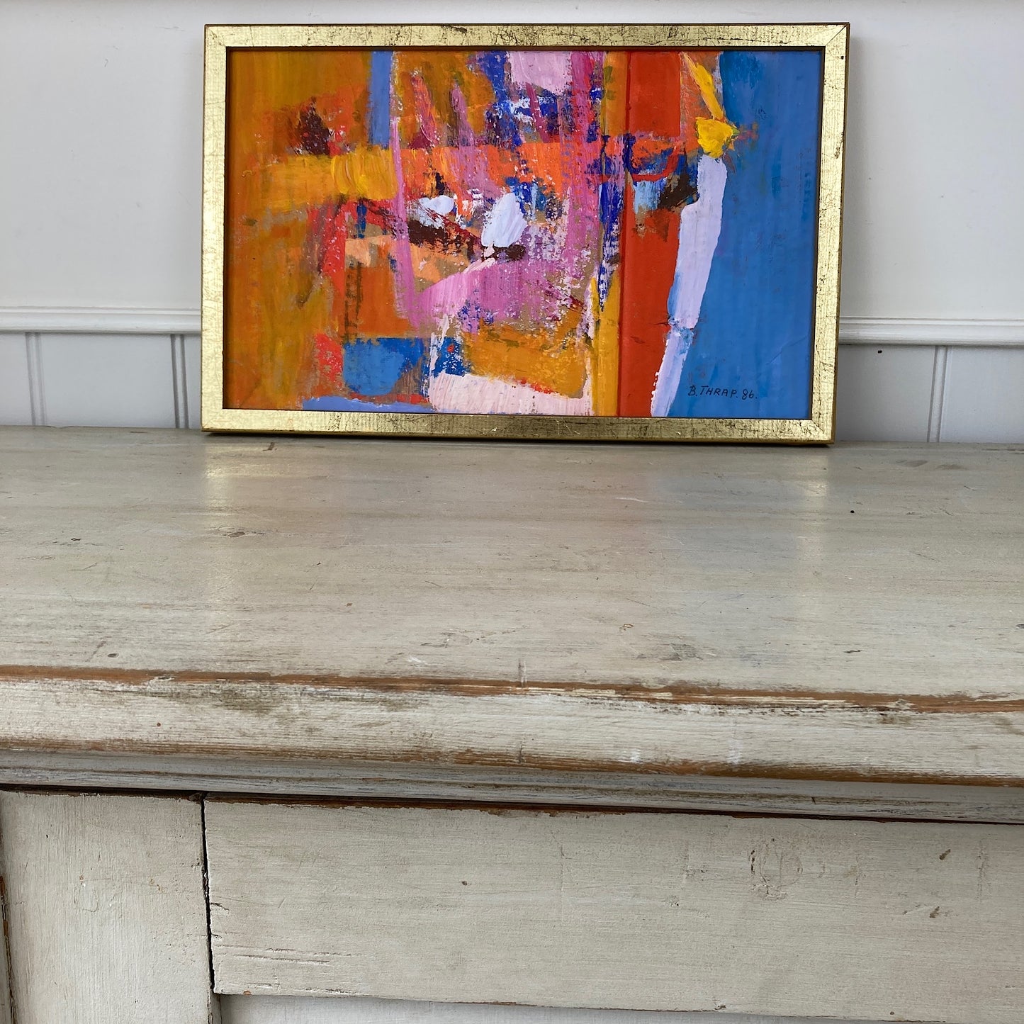 Colour Abstract - A Small Vintage Swedish Abstact Painting in a Vibrant Colour Palette