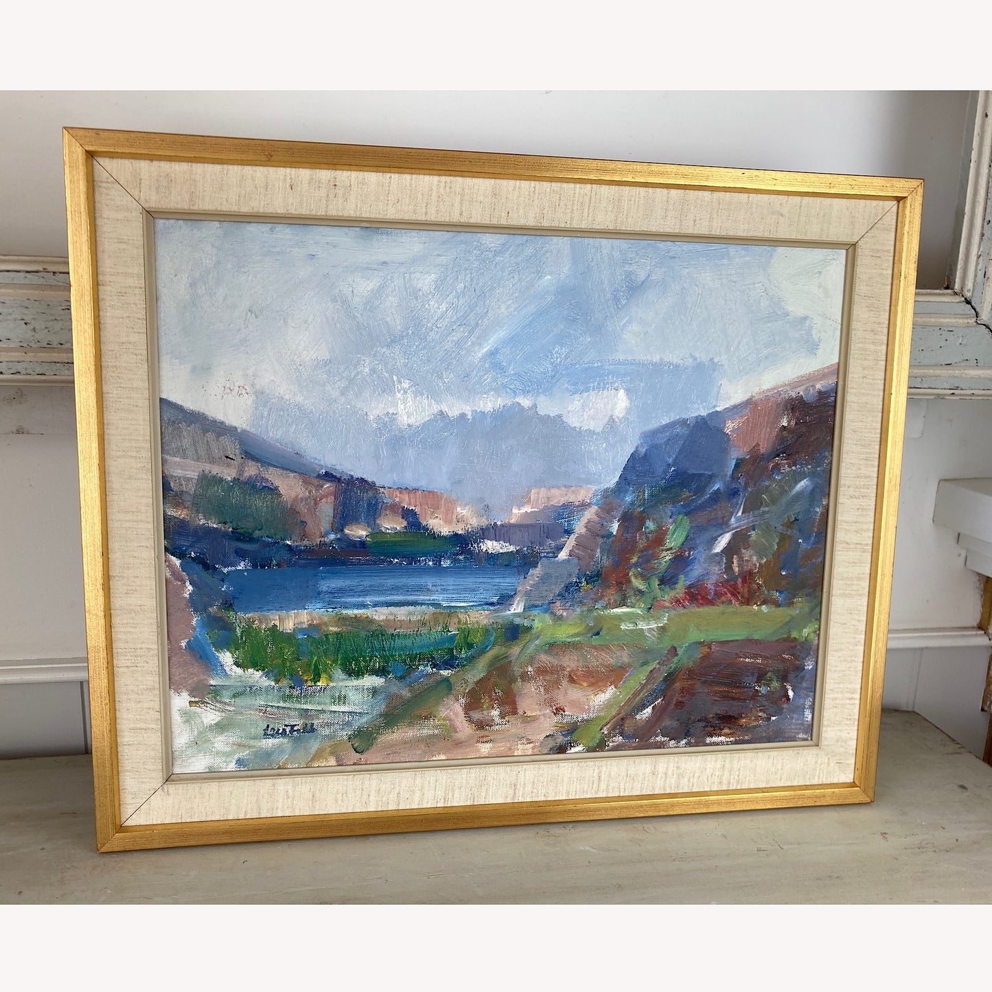 RESERVED Coastal Cove - A Mid Century Modern Oil on Canvas of a Coastal View