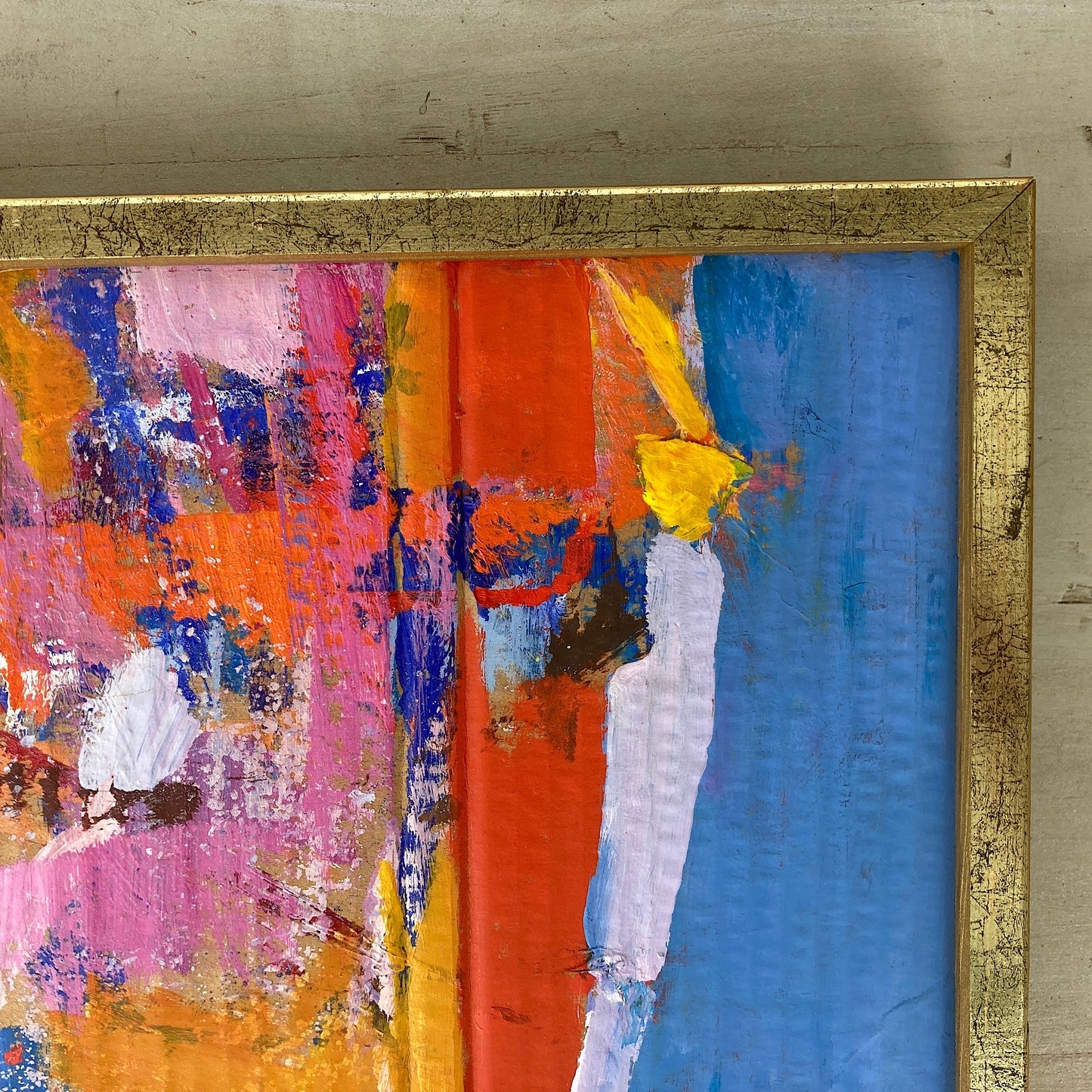 Colour Abstract - A Small Vintage Swedish Abstact Painting in a Vibrant Colour Palette