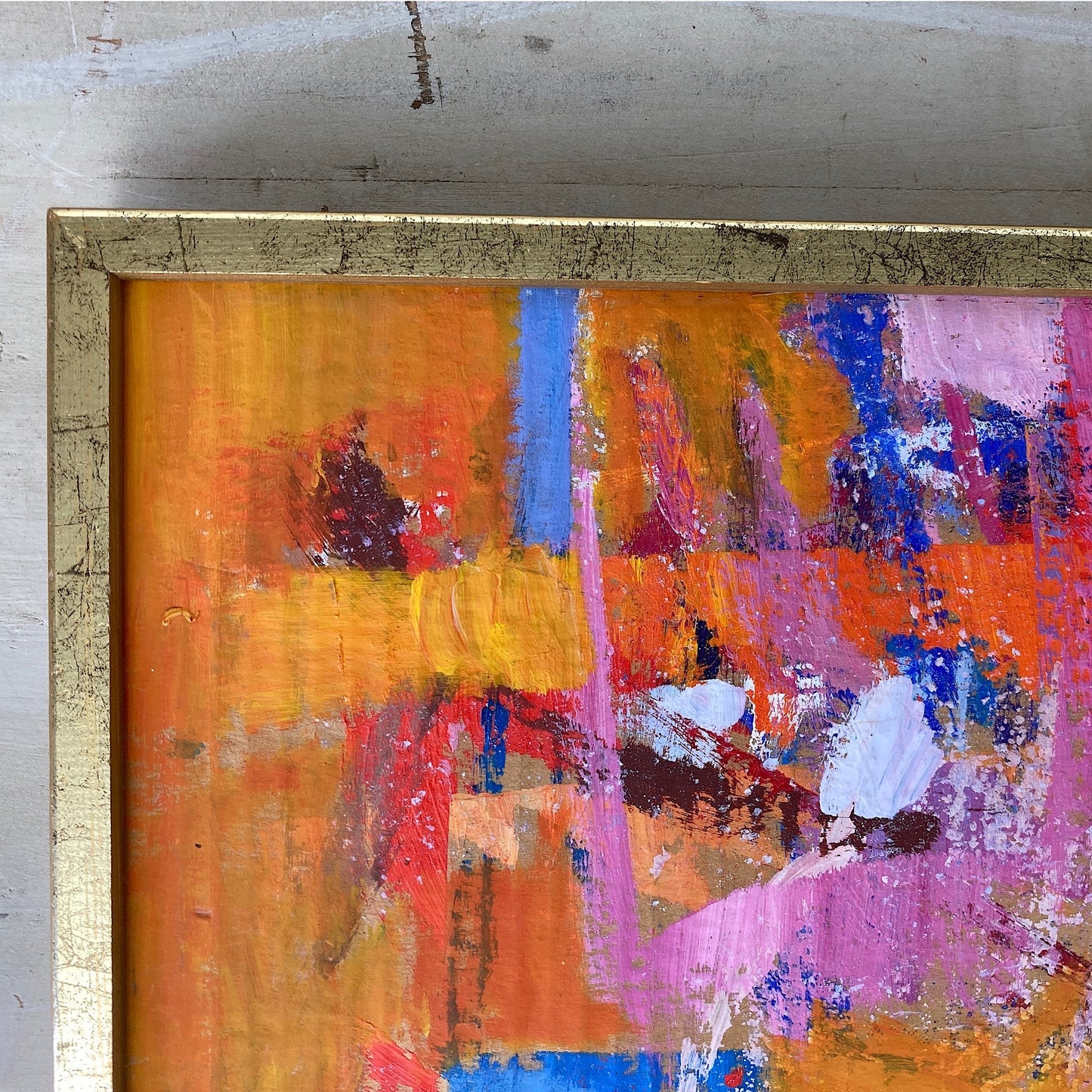 Colour Abstract - A Small Vintage Swedish Abstact Painting in a Vibrant Colour Palette