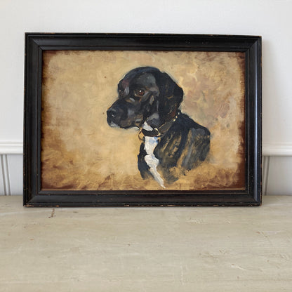 Antique English Dog Oil Painting – Circa 1910-30 Oil on Board
