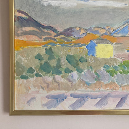 Spanish Landscape - Large Vintage Mid Century Expressionist Mediterranean Landscape Framed Oil on Canvas