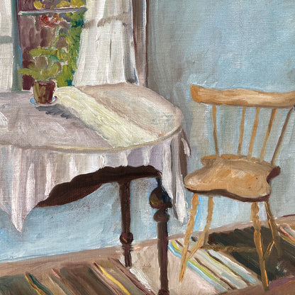 Light through the Window - A Vintage Scandinavian Impressionist Original Oil Painting of an Interior Scene Dated 1932 - Swedish Painting