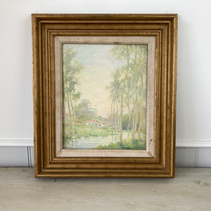 Antique Impressionist Oil Painting of Grez France – Daniel Pender Davidson (1855-1933)