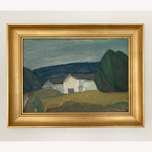 Southern Landscape - A MID CENTURY Oil on Canvas of a Landscape - Scandinavian Vintage Framed Painting