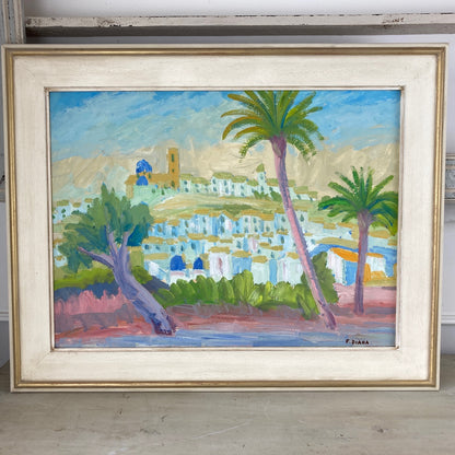 French Riviera Townscape - Vintage French Original Oil on Board by Francois Diana (1903-1993)