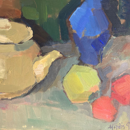 The Studio Table - Vintage Mid Century Modern Scandinavian Original Oil Painting