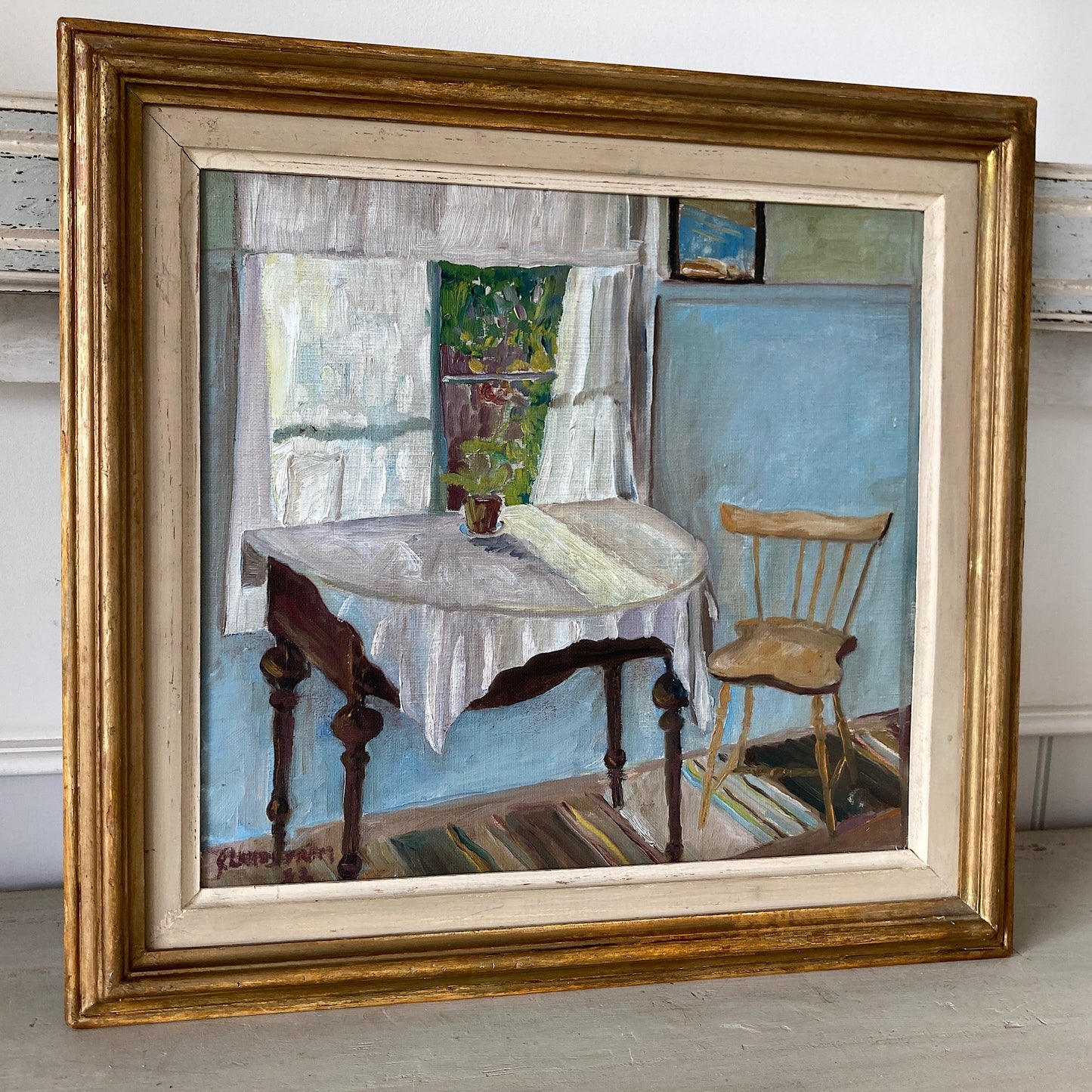 Light through the Window - A Vintage Scandinavian Impressionist Original Oil Painting of an Interior Scene Dated 1932 - Swedish Painting