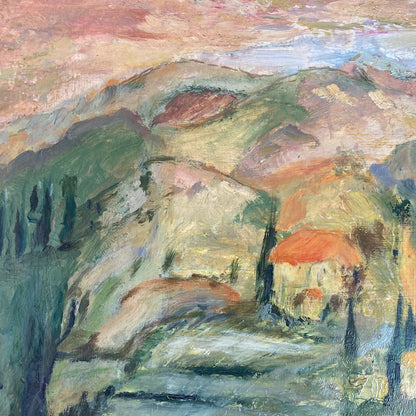 Tuscany - Original Vintage Oil Painting of an Italian Hillside