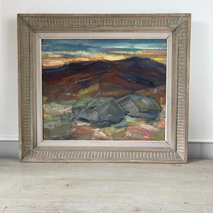 Shepherds Huts - Medium Vintage Mid Century Modern Scandinavian Original Oil Painting