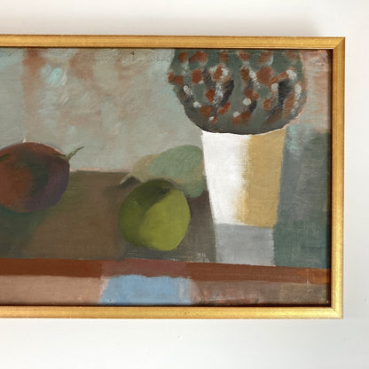 Still Life of Pears - Vintage Mid Century Modern Scandinavian Original Oil Painting
