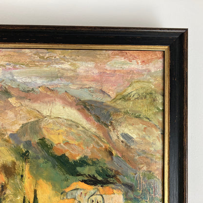 Tuscany - Original Vintage Oil Painting of an Italian Hillside