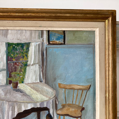 Light through the Window - A Vintage Scandinavian Impressionist Original Oil Painting of an Interior Scene Dated 1932 - Swedish Painting