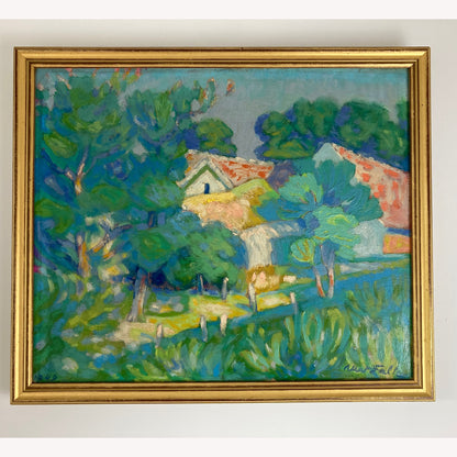 Impressionist Garden - Medium Antique Original Impressionist French Oil Painting
