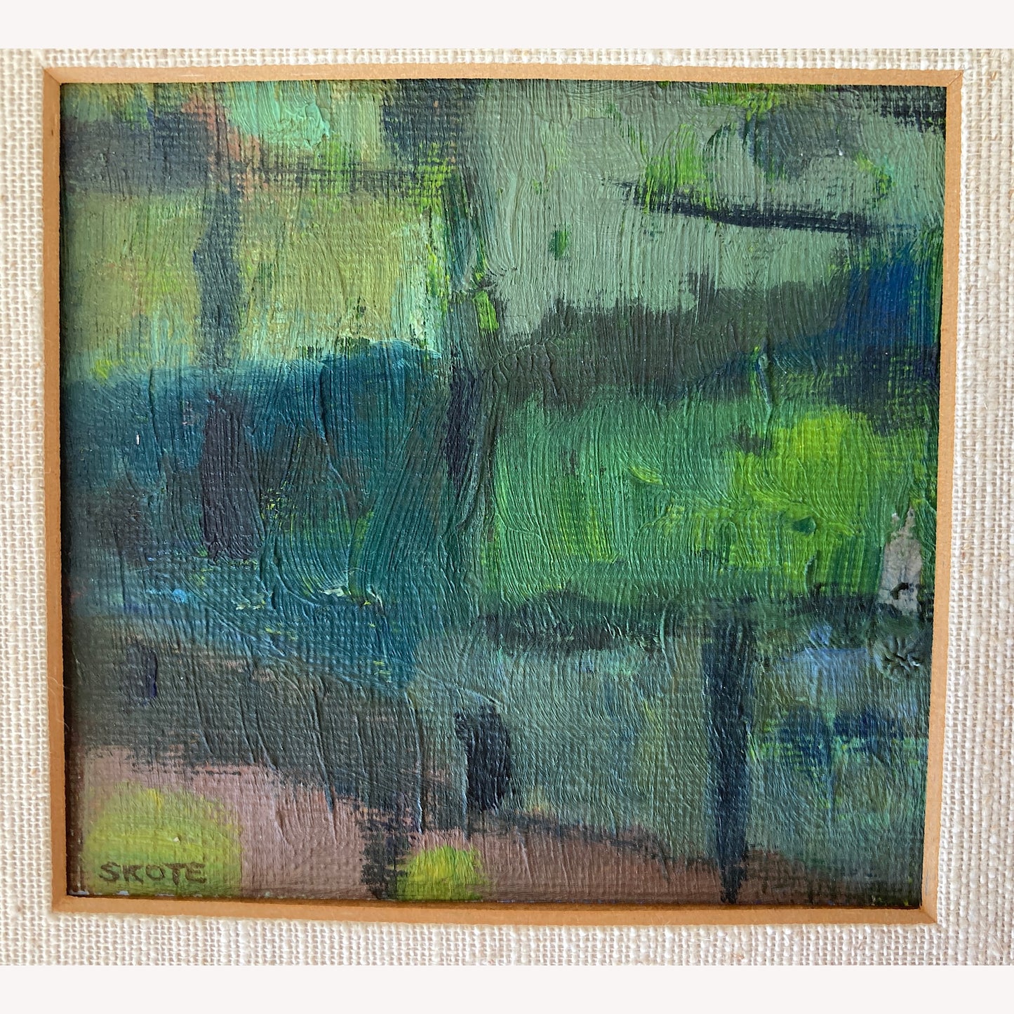 Reflections - Small Abstract Scandinavian Vintage Oil Painting