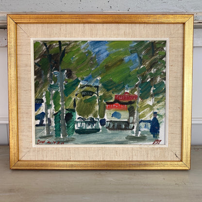 Paris Metro - Vintage Original Oil on Canvas Dated ‘59