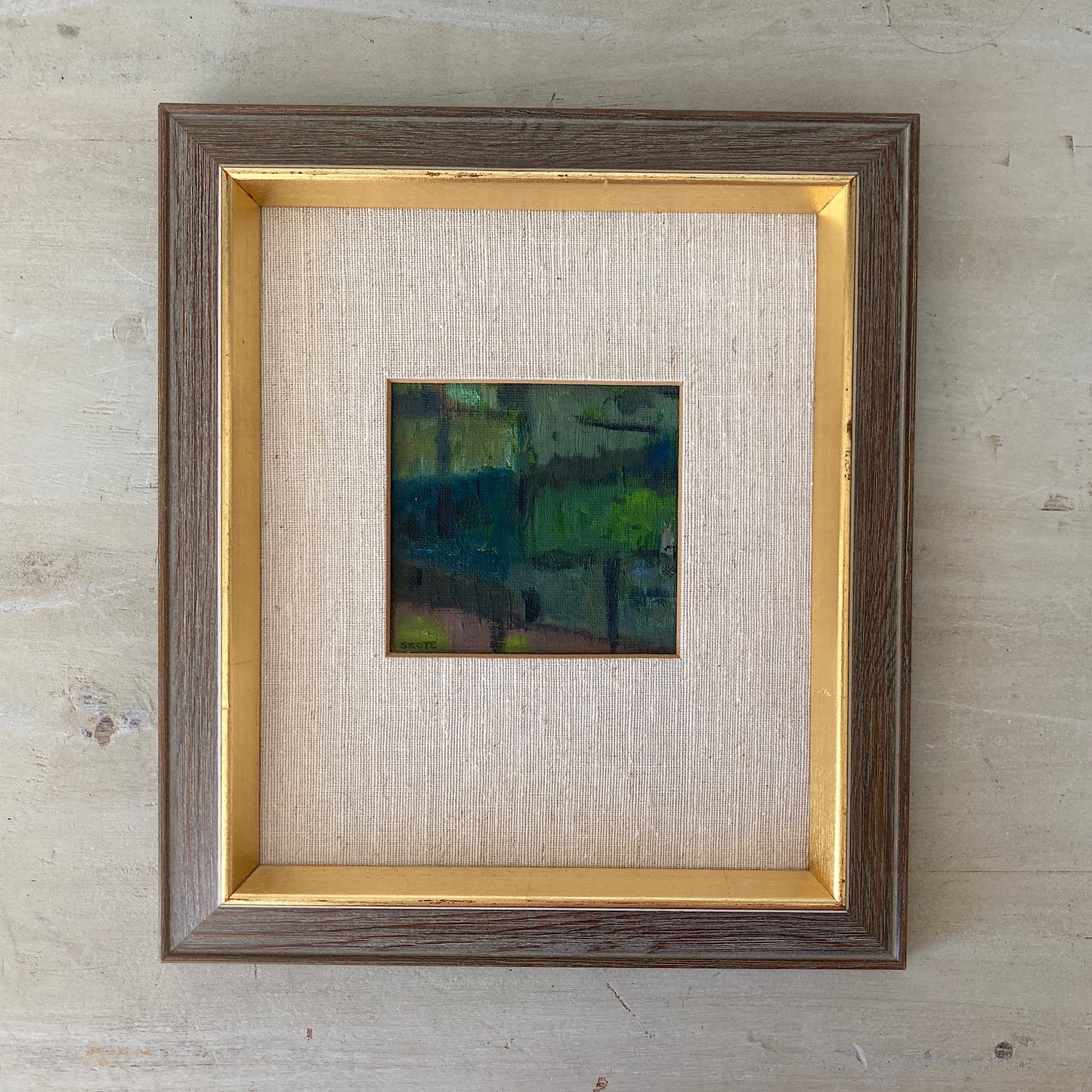 Reflections - Small Abstract Scandinavian Vintage Oil Painting