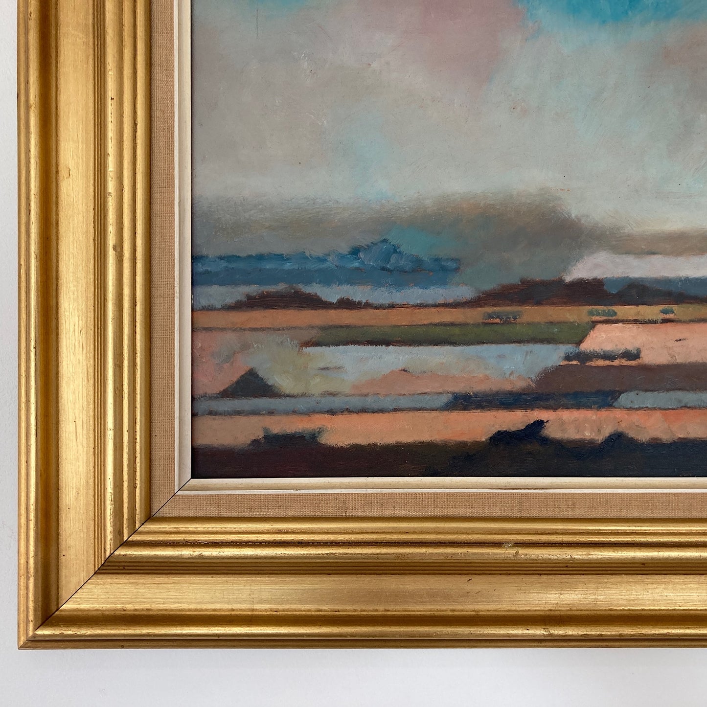 Patchwork Landscape - Danish Mid Century Modern Original Oil Painting