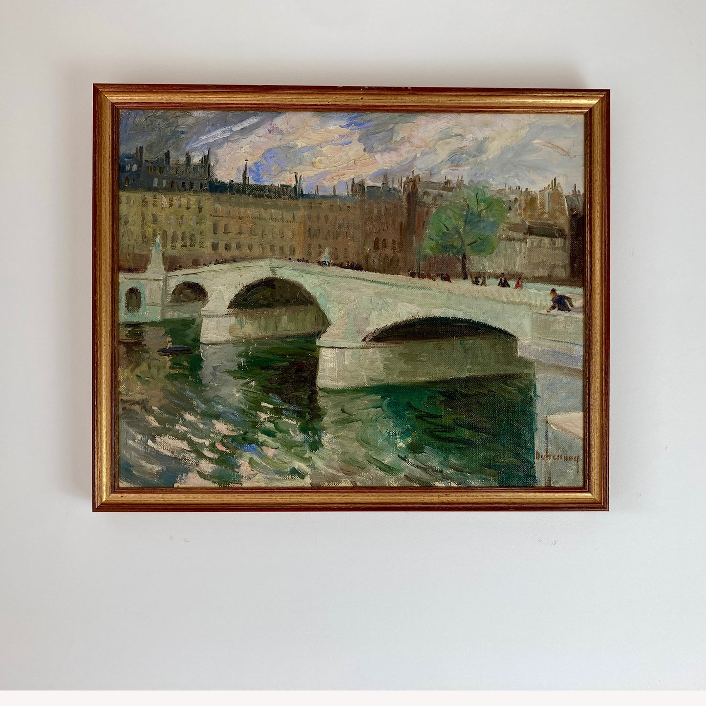 Paris - An Original Vintage Painting of Paris Circa 1950 - Framed Oil on Canvas