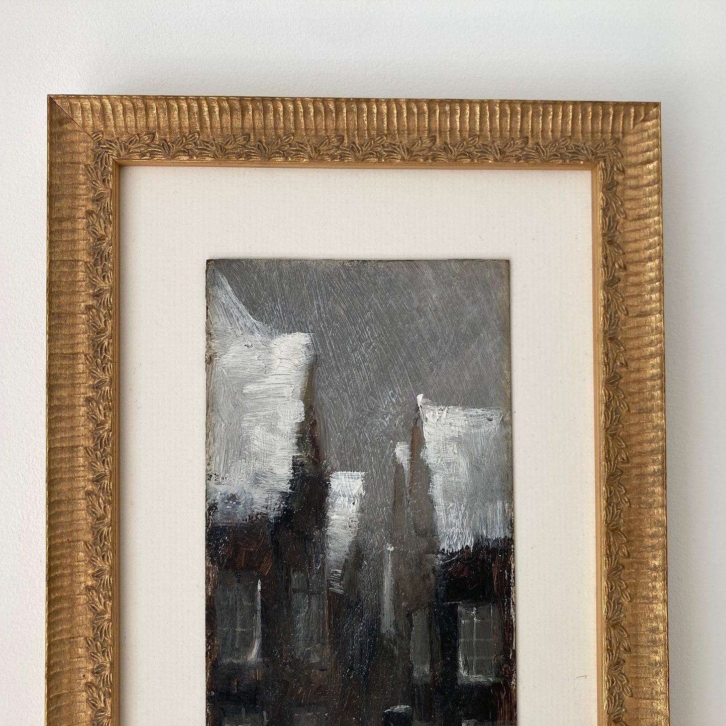 Winter Townscape - Antique Oil Painting Late 19th Century Italian Austrian Artist