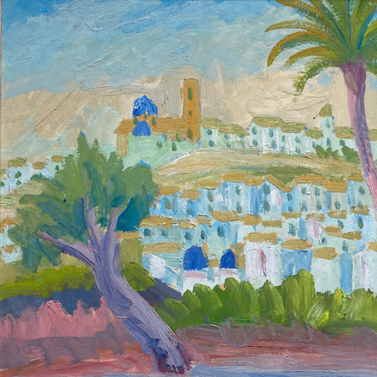 French Riviera Townscape - Vintage French Original Oil on Board by Francois Diana (1903-1993)