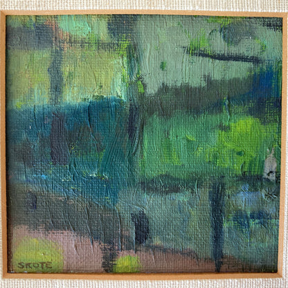 Reflections - Small Abstract Scandinavian Vintage Oil Painting