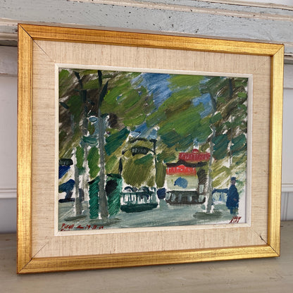 Paris Metro - Vintage Original Oil on Canvas Dated ‘59