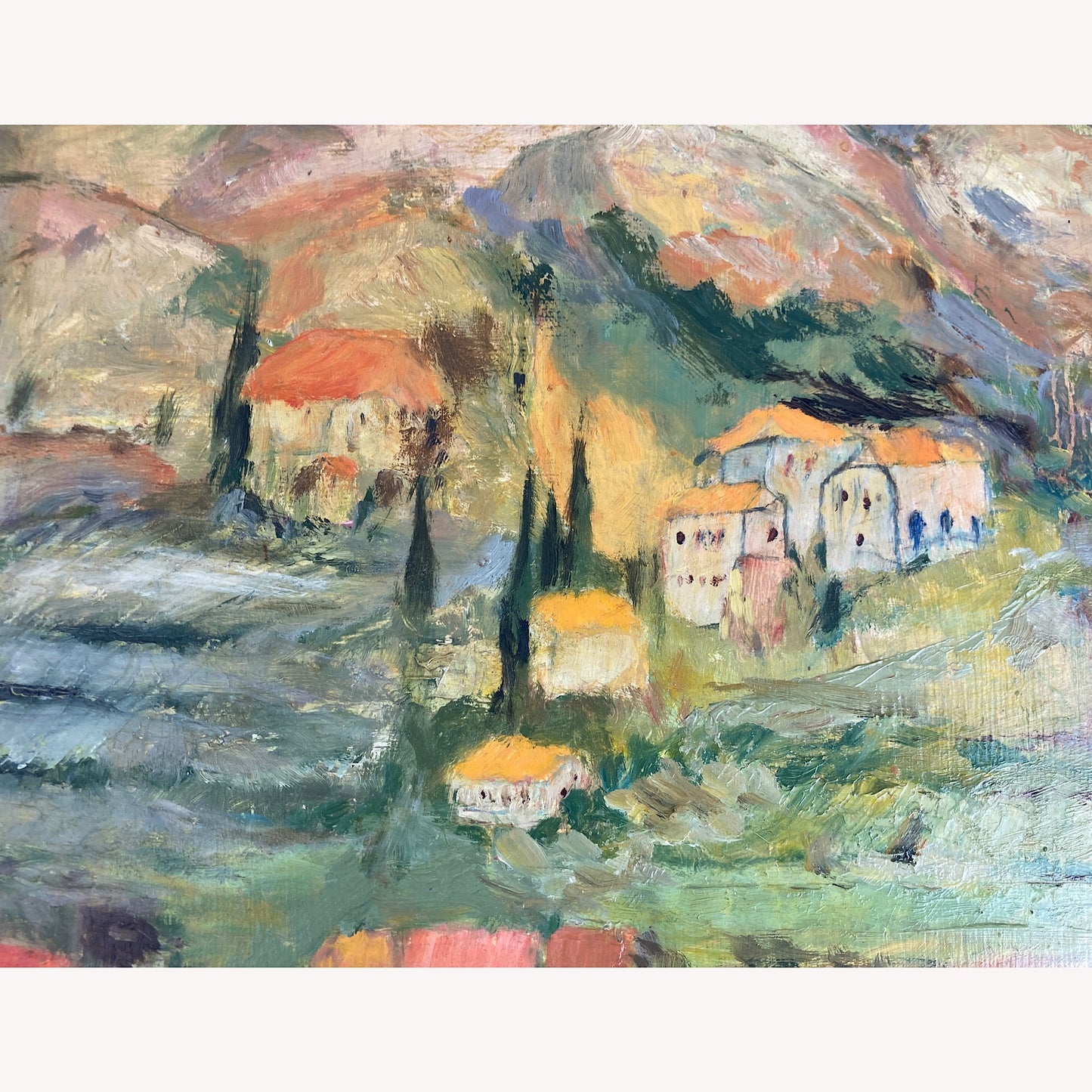 Tuscany - Original Vintage Oil Painting of an Italian Hillside