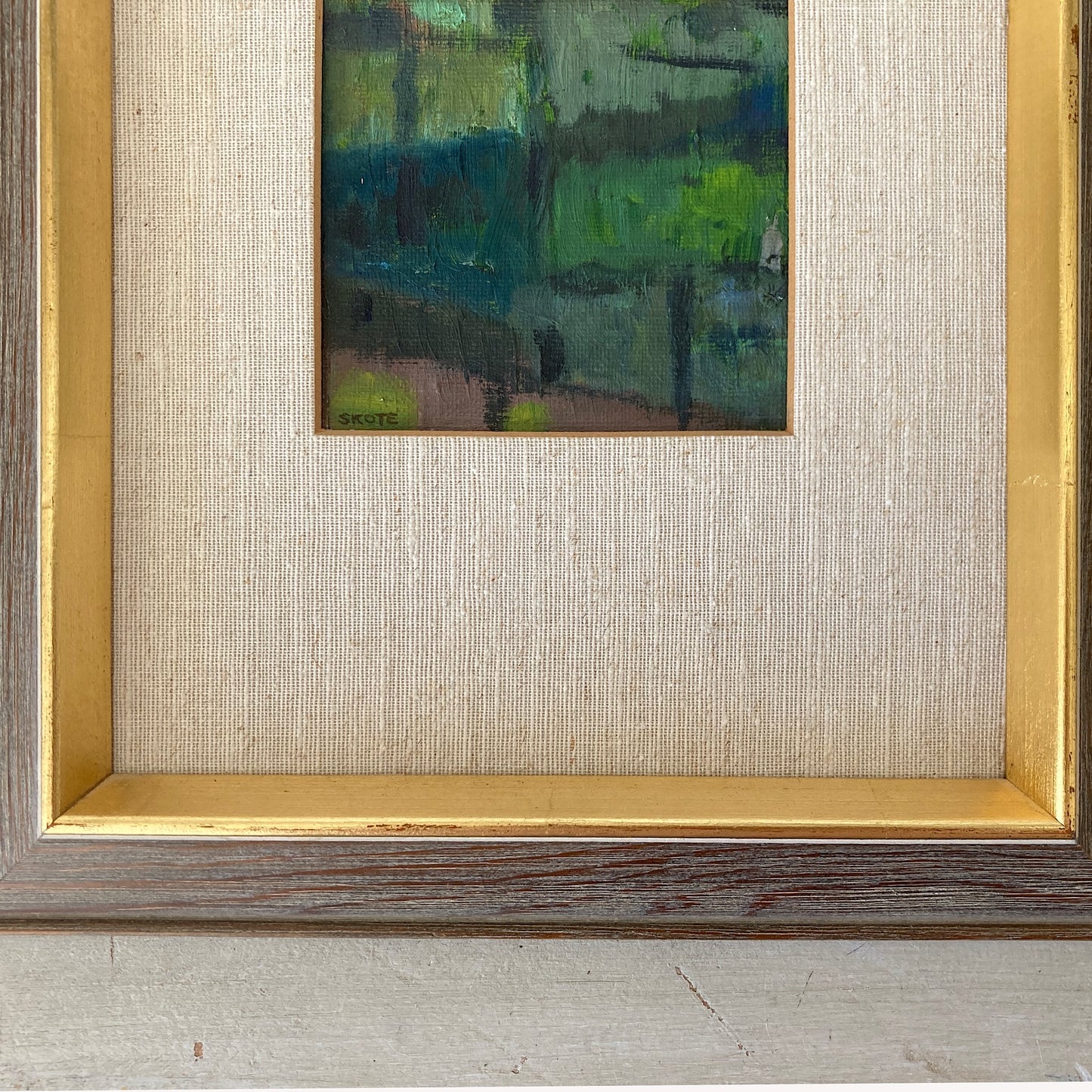 Reflections - Small Abstract Scandinavian Vintage Oil Painting