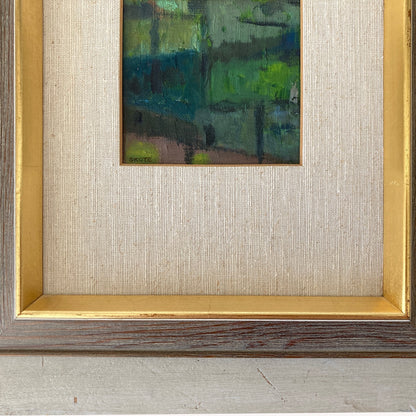 Reflections - Small Abstract Scandinavian Vintage Oil Painting
