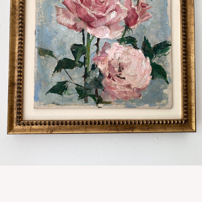 Roses Oil Painting by Nan Greacen – Impressionist Floral Still Life (Circa 1950)