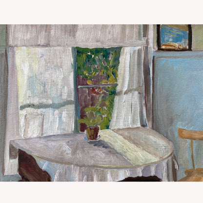 Light through the Window - A Vintage Scandinavian Impressionist Original Oil Painting of an Interior Scene Dated 1932 - Swedish Painting