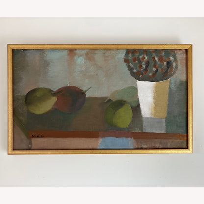 Still Life of Pears - Vintage Mid Century Modern Scandinavian Original Oil Painting