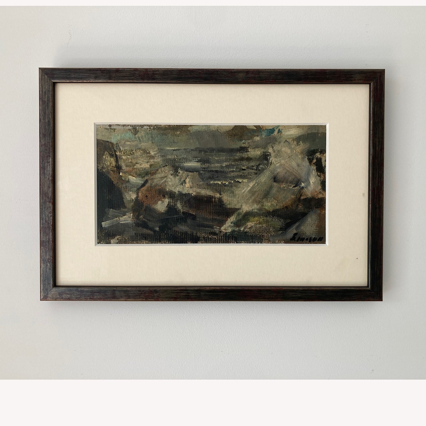 Waves on the Shore - Vintage Mid Century Modern Scandinavian Original Coastal Oil Painting
