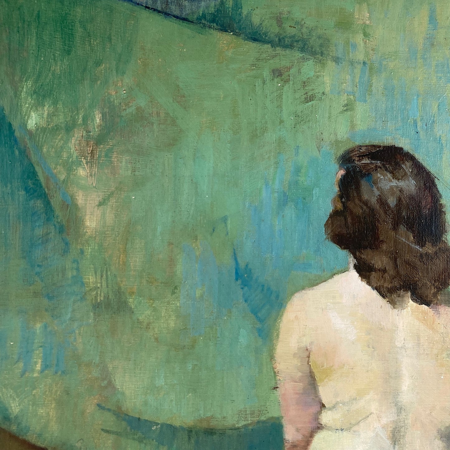 Gentle Rest – Study of the Female Form Vintage Oil on Board Painting