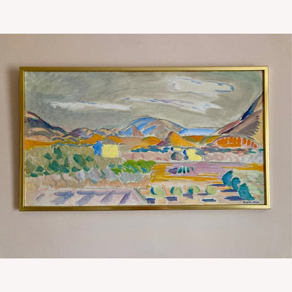 Spanish Landscape - Large Vintage Mid Century Expressionist Mediterranean Landscape Framed Oil on Canvas