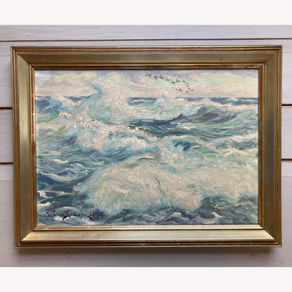 Ocean Waves - Antique Oil on Canvas Painting by William Gislander (1890- 1937)