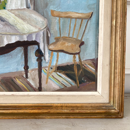 Light through the Window - A Vintage Scandinavian Impressionist Original Oil Painting of an Interior Scene Dated 1932 - Swedish Painting